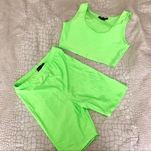 Neon Biker Short & Sports Top Set